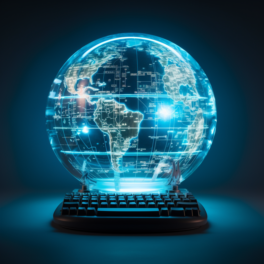 The globe sitting on a keyboard
